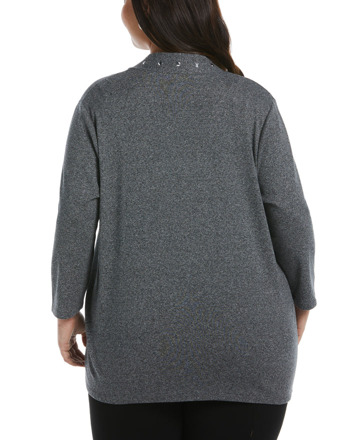 Cardigan Sweater with Hardware Trim (Salt & Pepper) 