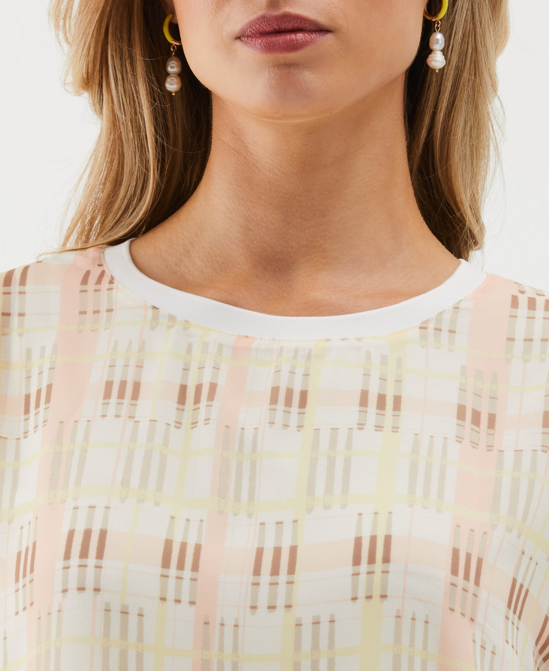 Crosshatch Print Top (Bisque) 