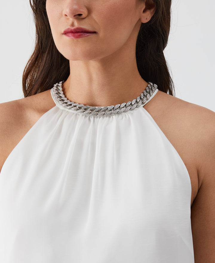 Embellished Halter Blouse (Star White) 