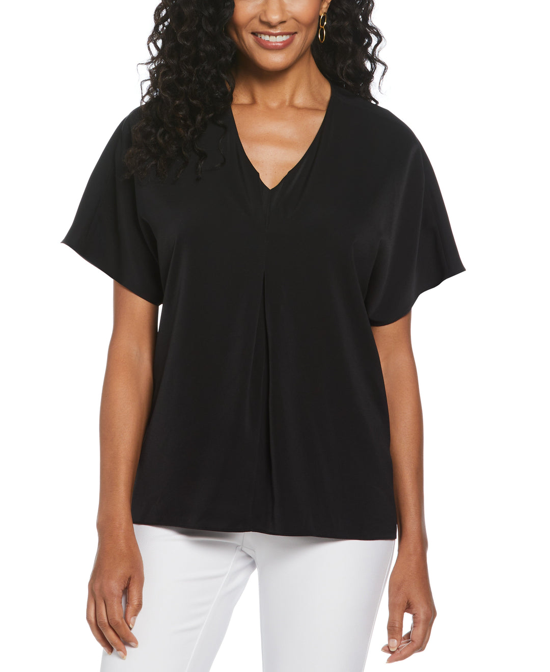 Layered Dolman Sleeve Blouse (Black) 
