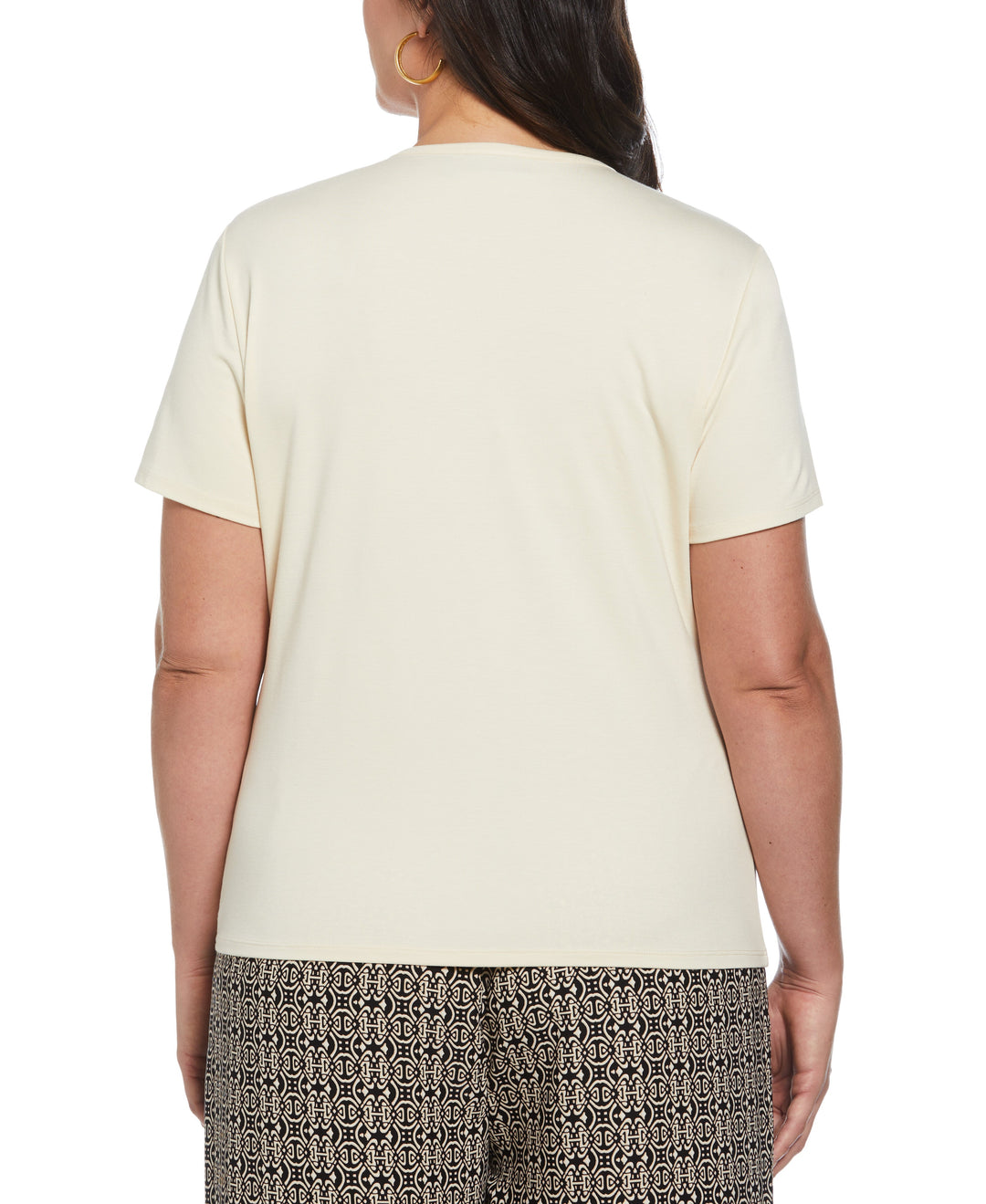 Plus Size Asymmetrical Wrap Top (White Swan) 