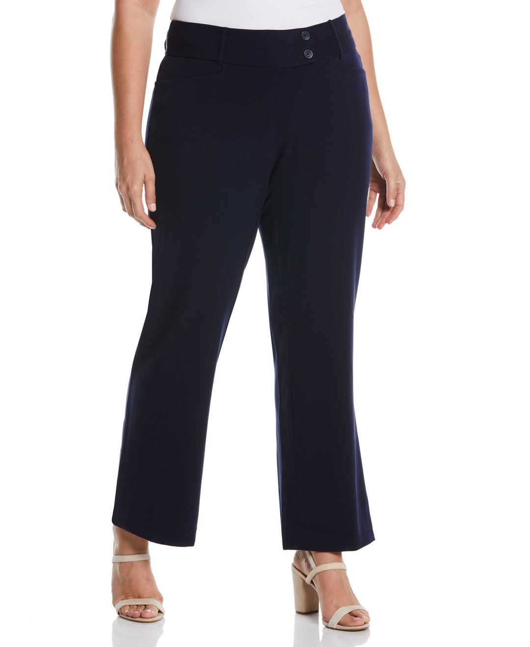 Plus Size Curvy Fit Boot Cut Pant (Navy) 