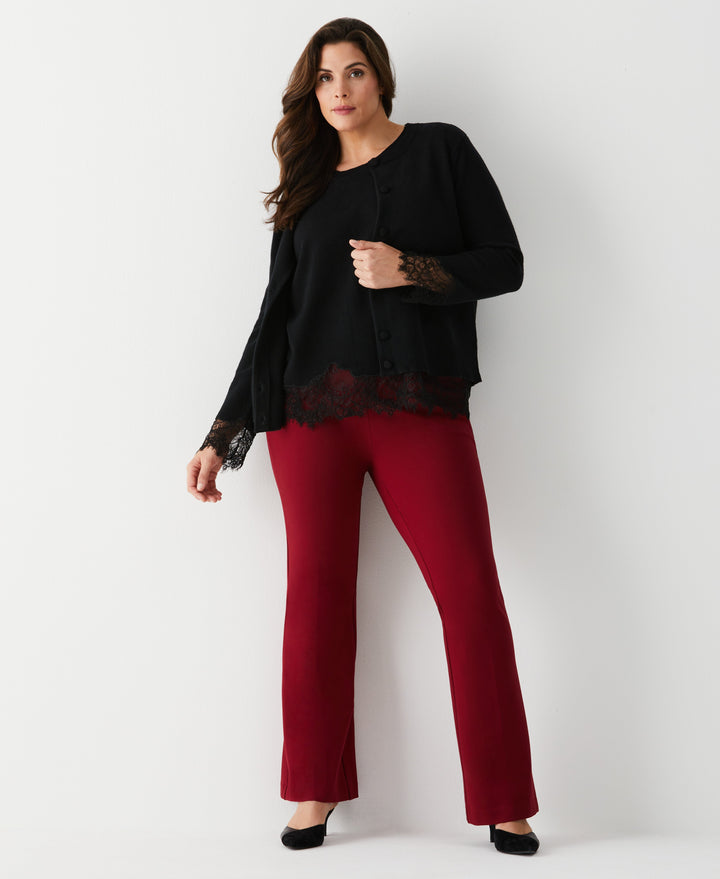 Plus Size Lace Trim Shell (Black) 