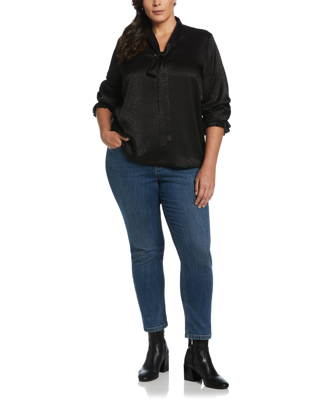 Tie Front Blouse (Black) 