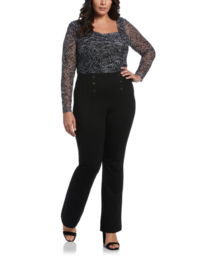 Printed Asymmetrical Mesh Top-Tee-Rafaella-Sportswear