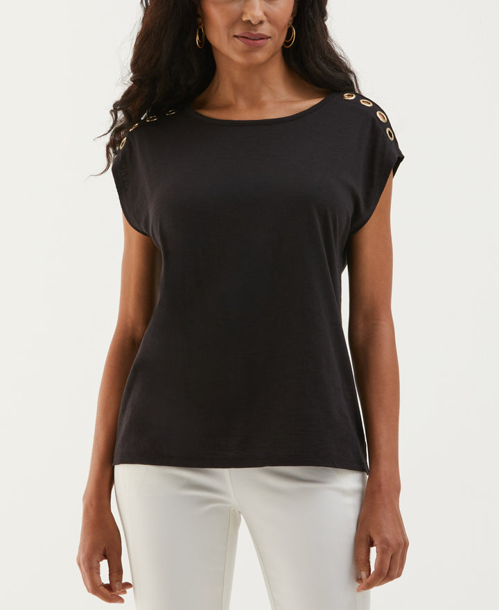 Rivet Detail Tank Top (Black) 