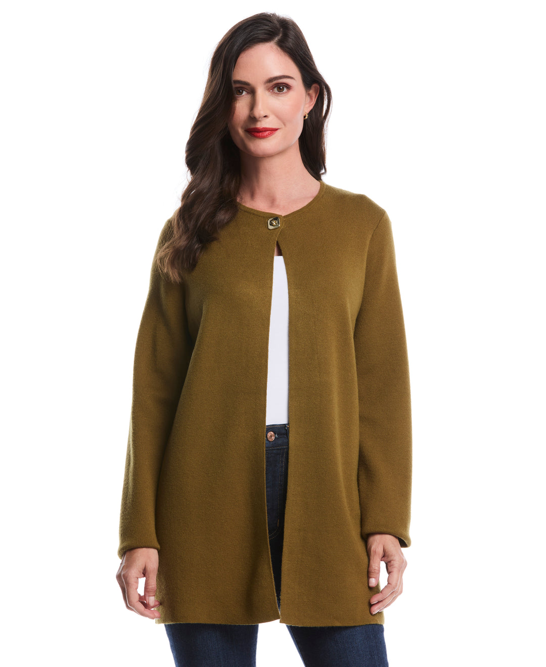 Turnlock Metal Closure Cardigan (Fir Green) 