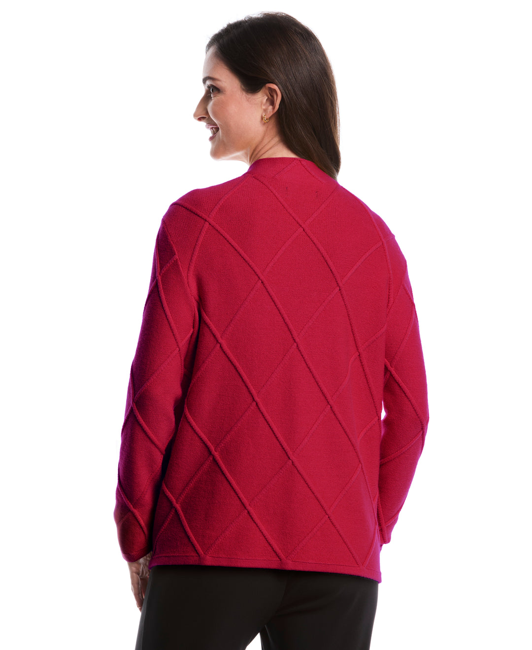 Petite Diamond Stitch Mock Neck Sweater (Rio Red) 