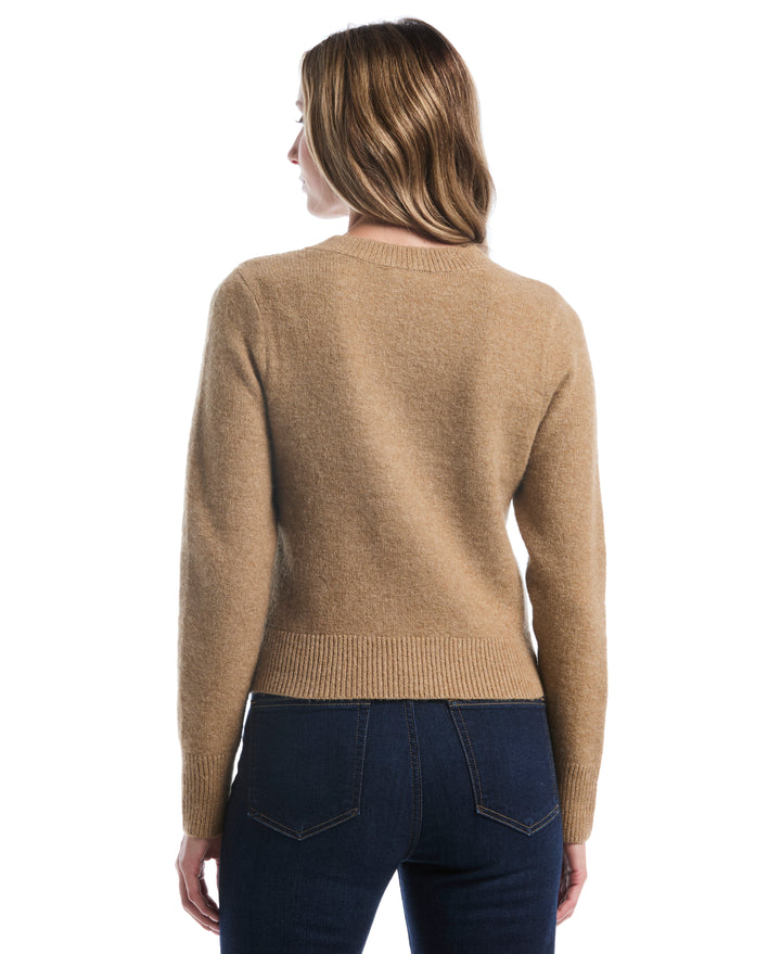 Petite Argyle V-Neck Sweater (Tobacco Brown) 