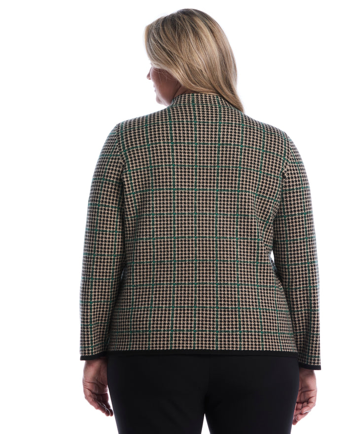 Plus Size Plaid Print Mock Neck Sweater (Irish Cream) 