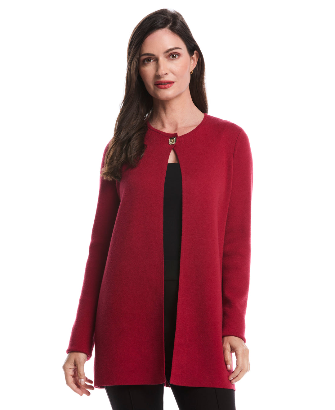 Turnlock Metal Closure Cardigan (Rio Red) 