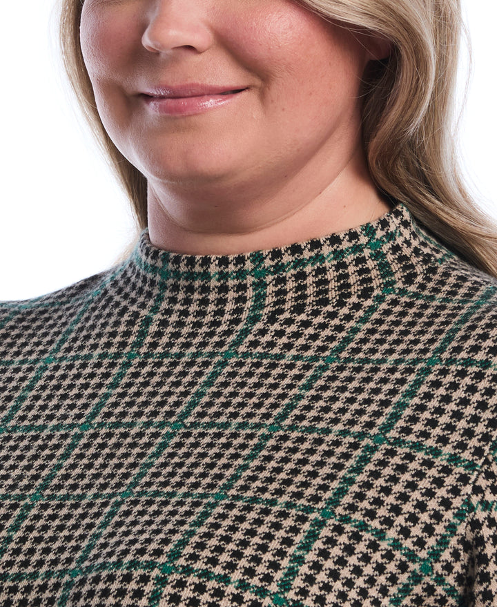 Plus Size Plaid Print Mock Neck Sweater (Irish Cream) 