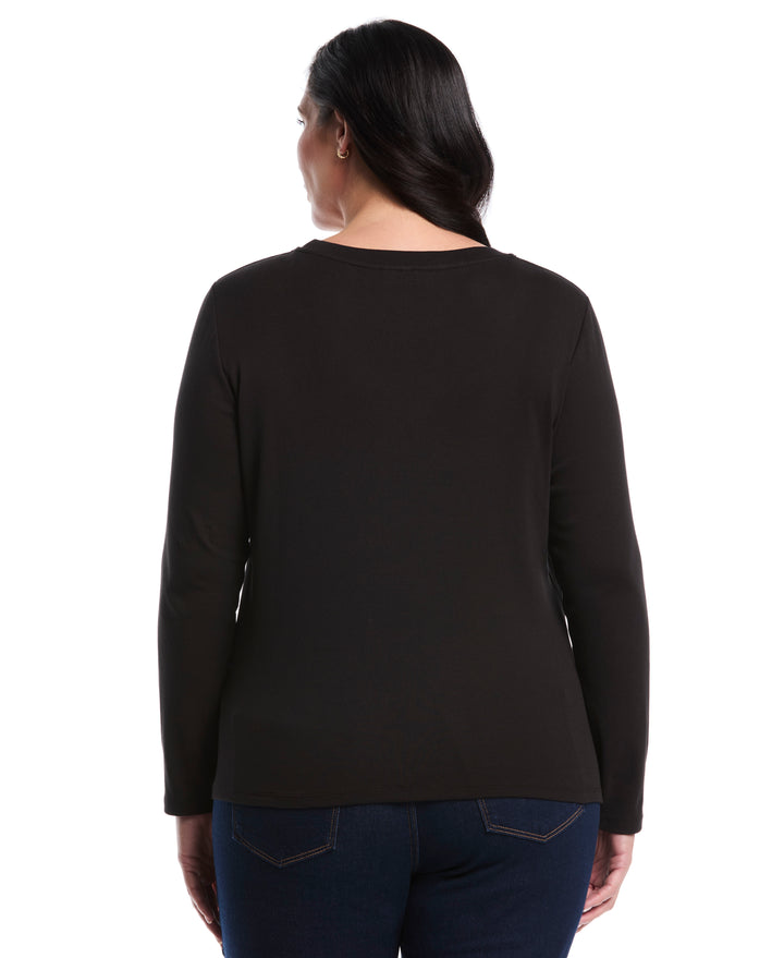 Plus Size Chain Neck Detail Top (Black) 