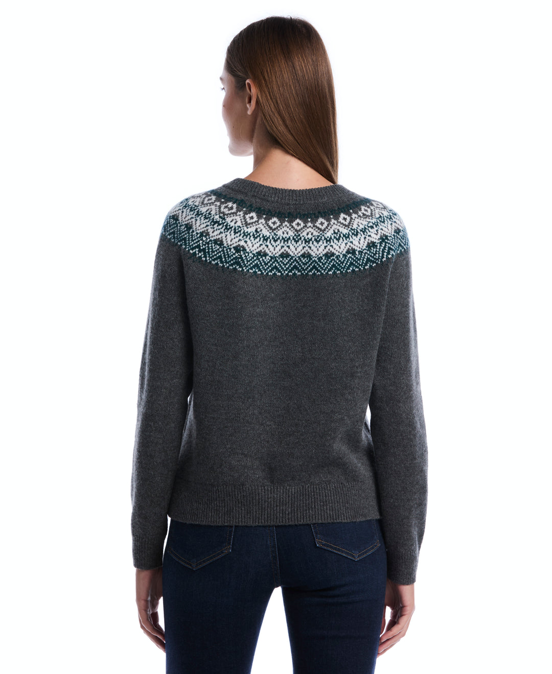 Fair Isle Crew Neck Sweater (Charcoal) 