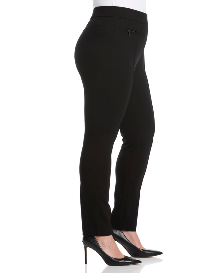 Plus Size Ponte Slim Leg Pant (Black) 