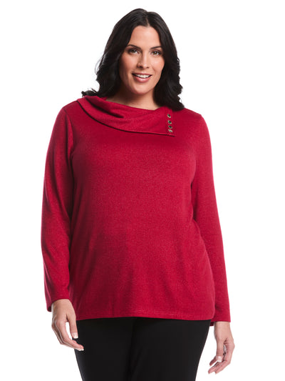 Plus Size Split Collar Top (Rio Red) 