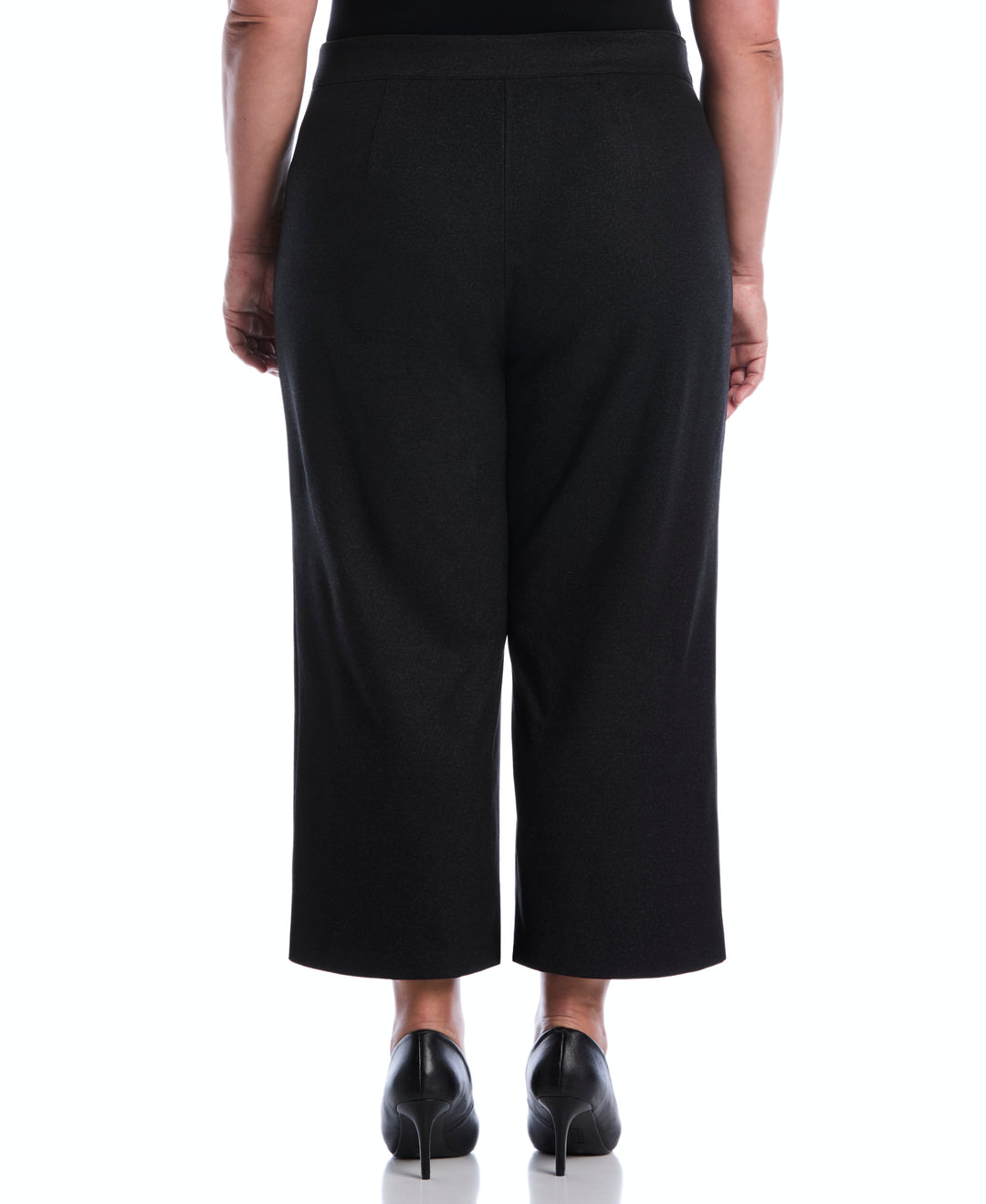Plus Size Button Tab Wide Leg Ponte Pant (Phantom Heather) 