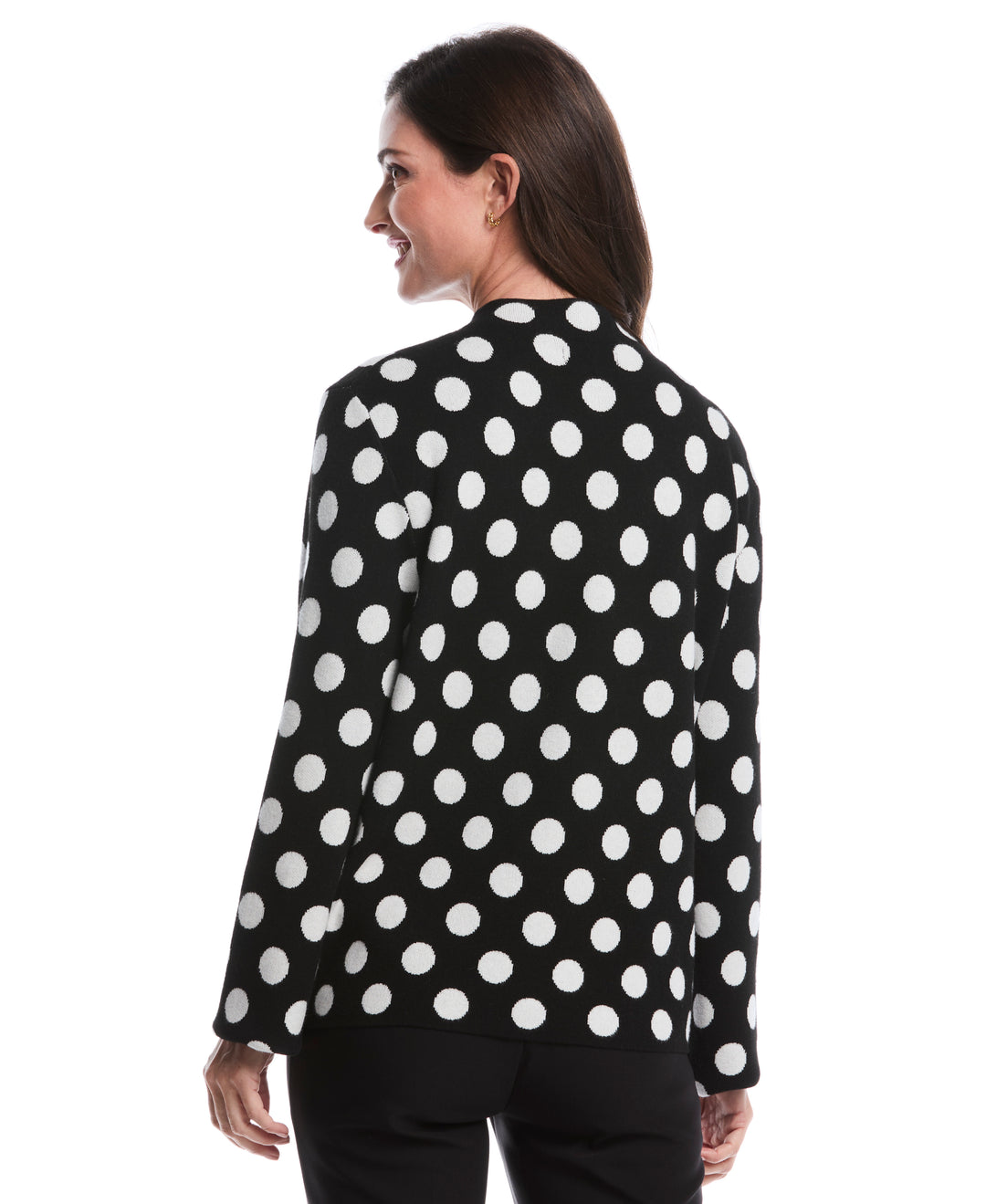 Dot Print Mock Neck Sweater (Black) 
