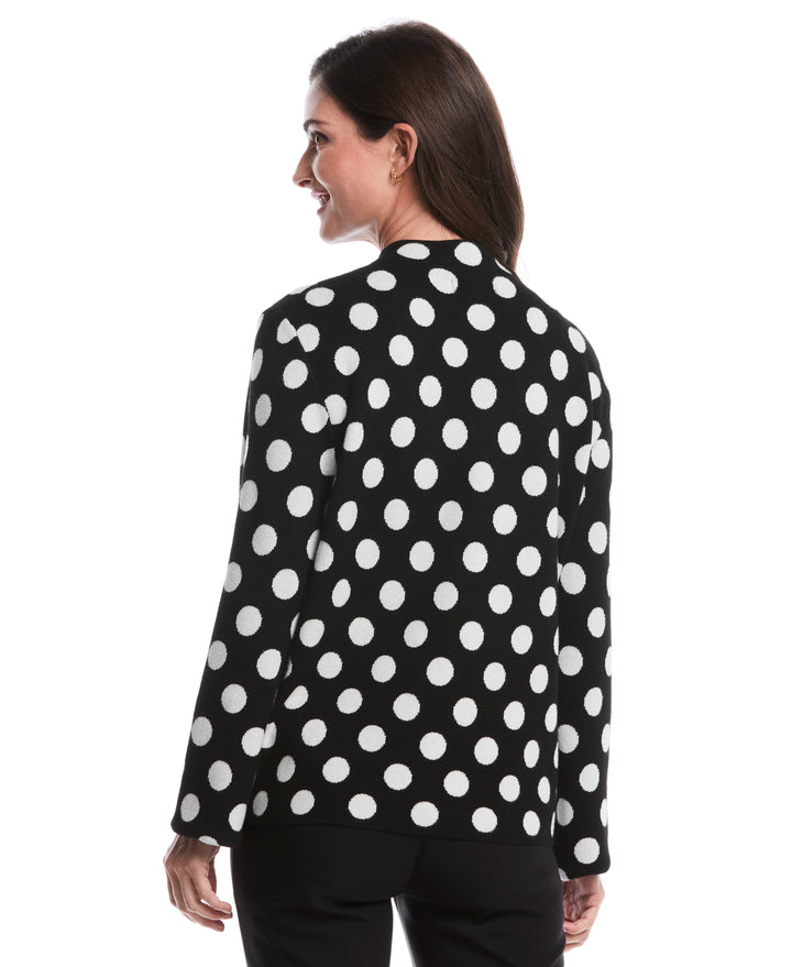 Dot Print Mock Neck Sweater (Black) 
