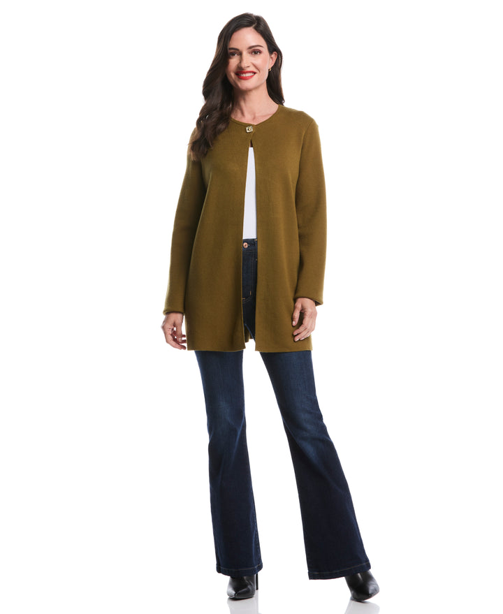 Turnlock Metal Closure Cardigan (Fir Green) 