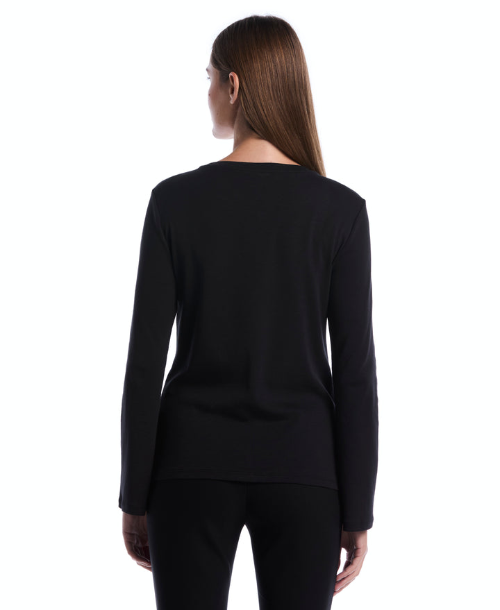 Embellished Neckline Top (Black) 