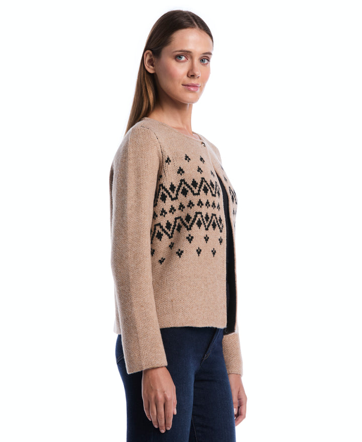 Argyle Open Cardigan Sweater (Oatmeal) 