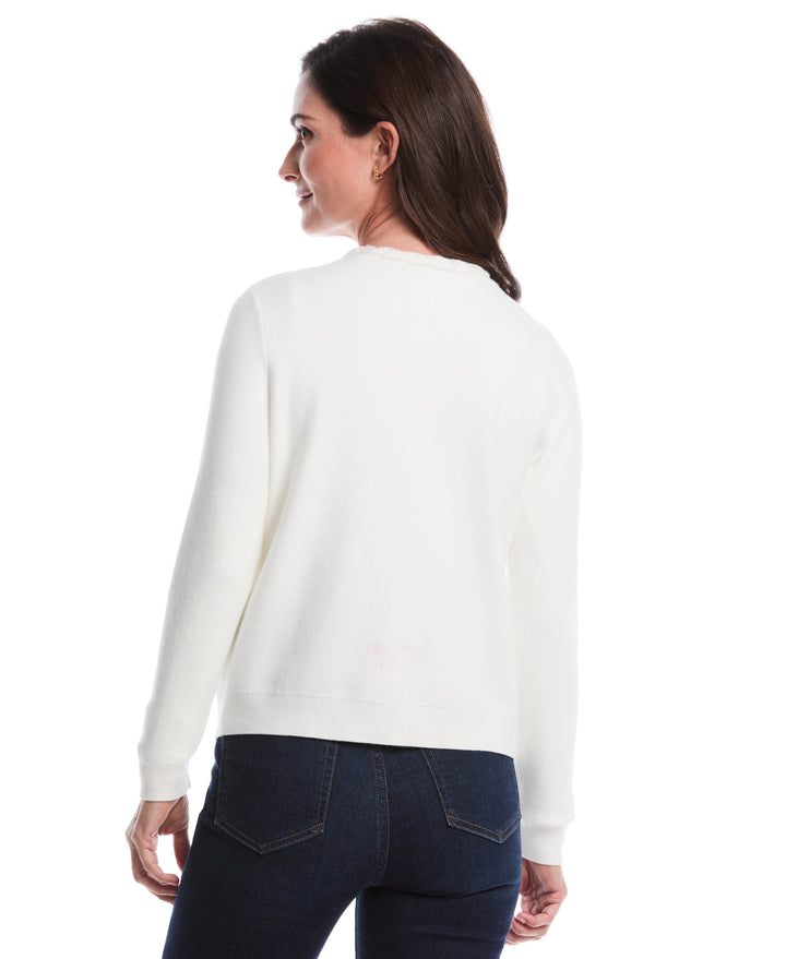 Cable Knit Trim Cardigan (Star White) 