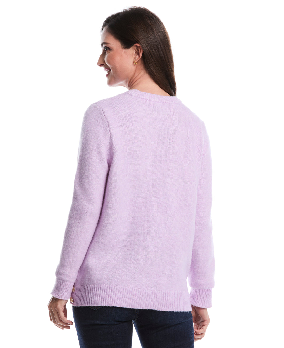Petite Crew Neck Novelty Sweater (Orchid Bloom) 