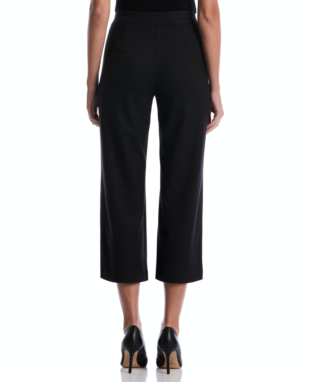 Button Tab Wide Leg Ponte Pant (Phantom Heather) 