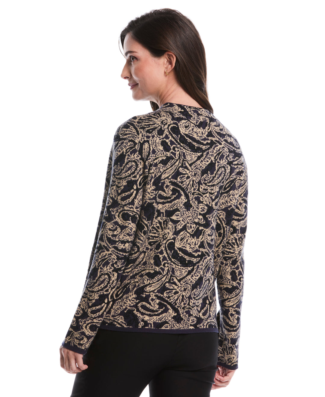 Paisley Print Mock Neck Sweater (Peacoat) 