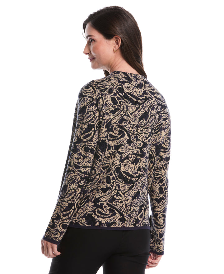 Paisley Print Mock Neck Sweater (Peacoat) 