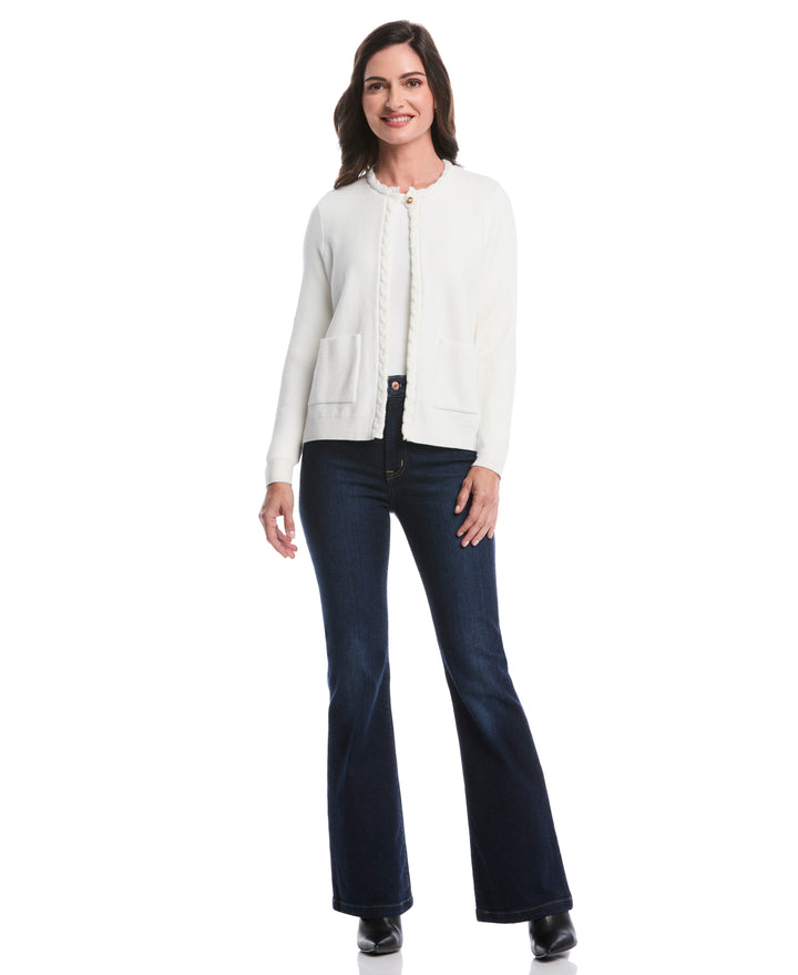 Cable Knit Trim Cardigan (Star White) 
