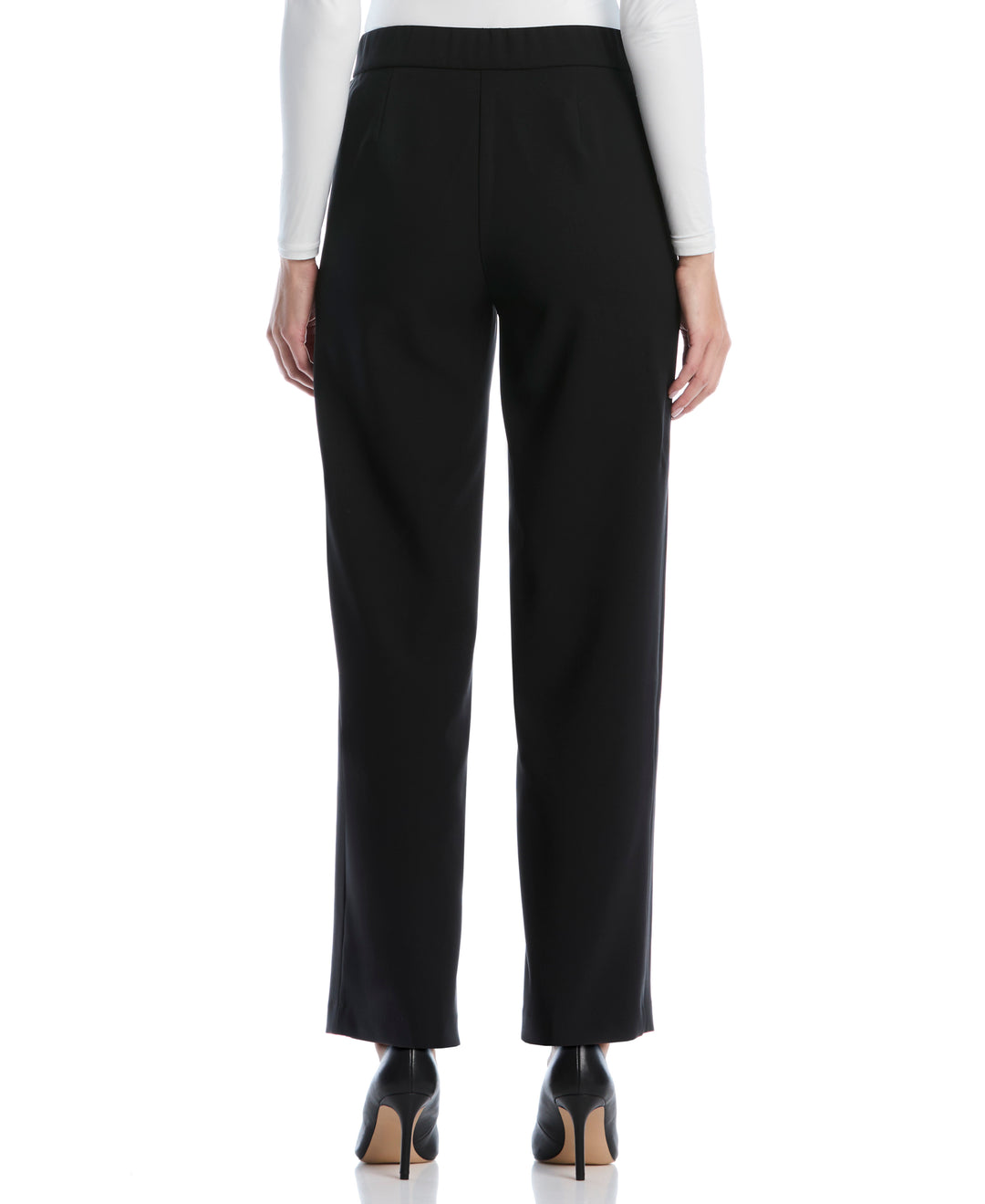 Petite Wide Leg Novelty Belt Pant (Black) 