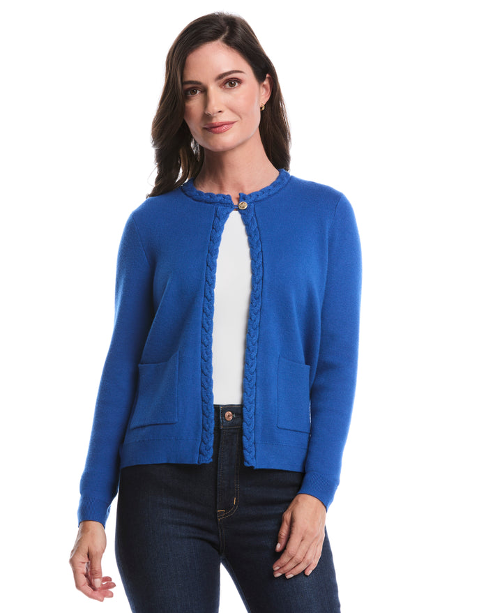 Cable Knit Trim Cardigan (Nautical Blue) 