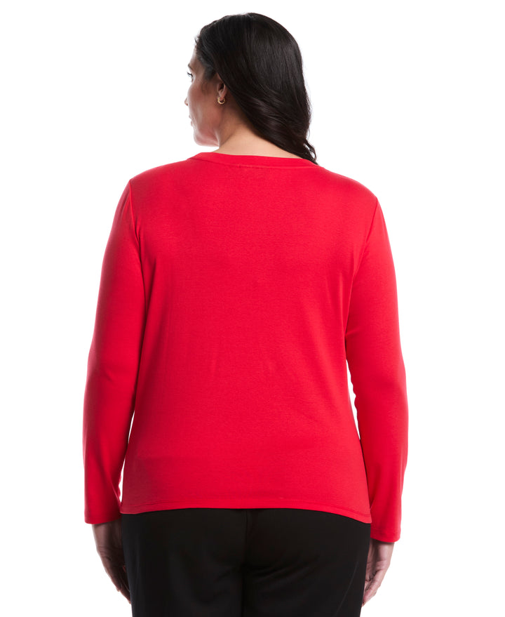 Plus Size Chain Neck Detail Top (True Red) 