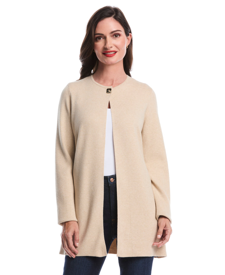 Turnlock Metal Closure Cardigan (Wheat Heather) 