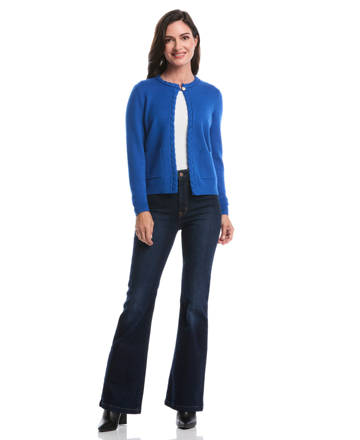 Cable Knit Trim Cardigan (Nautical Blue) 