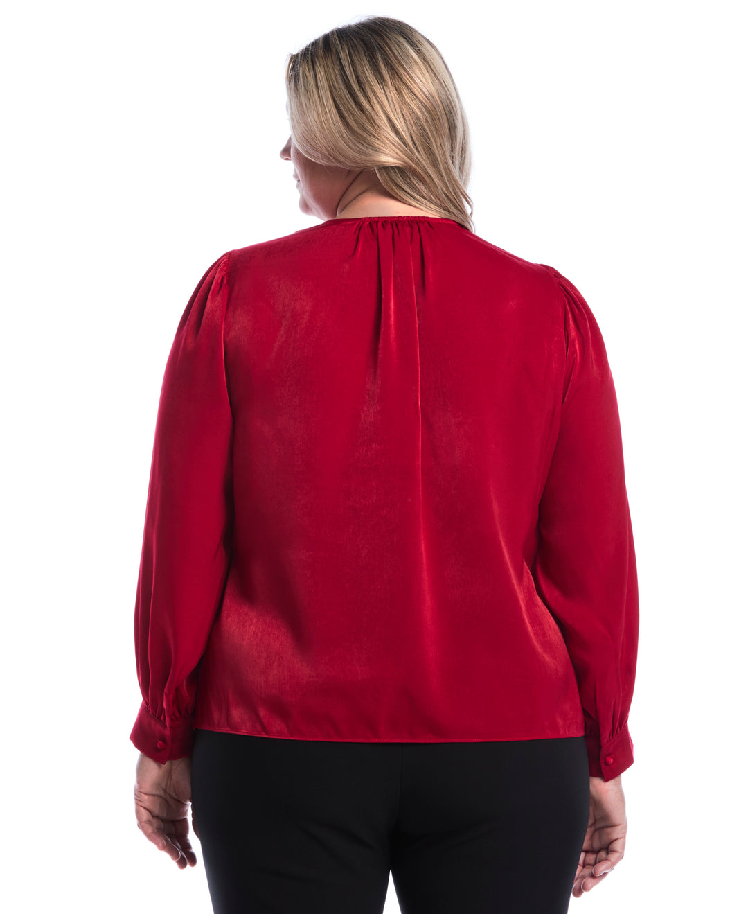 Plus Size Ruffle V-Neck Blouse (Jester Red) 