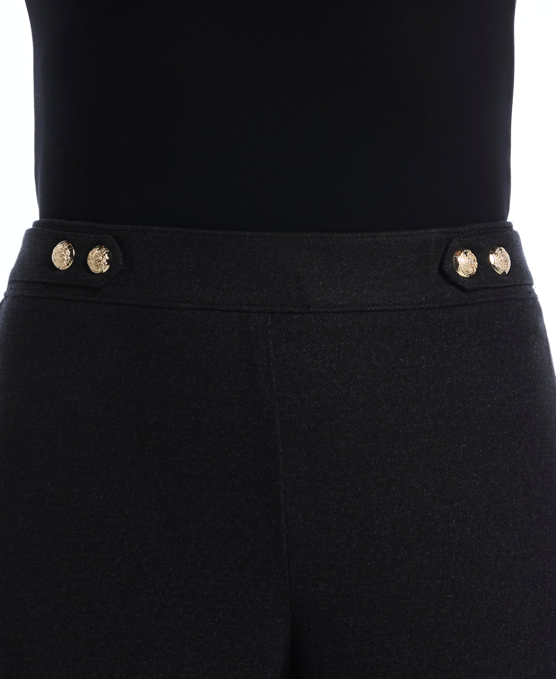 Button Tab Wide Leg Ponte Pant (Phantom Heather) 