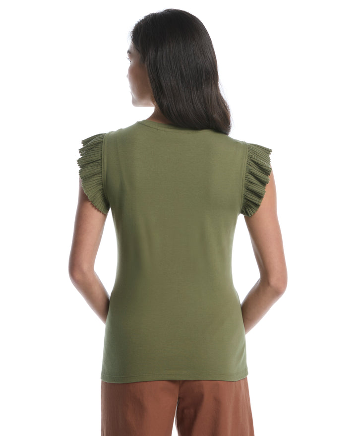 Petite Ruffle Top (Loden Green) 