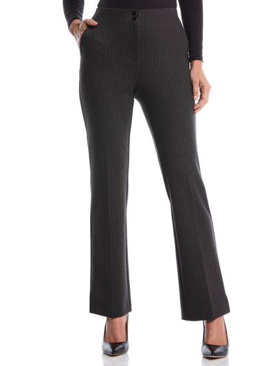 Pinstripe Print Ponte Bootcut Pant (Magnet) 