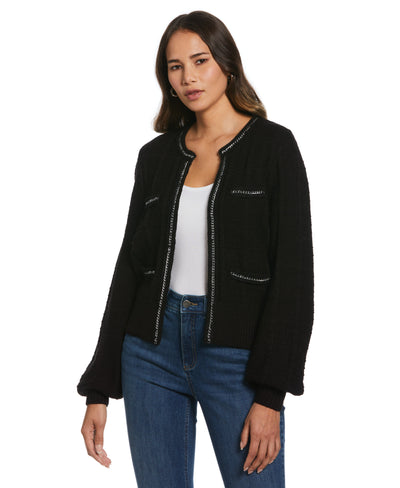 Chain Trimmed Sweater (Black) 