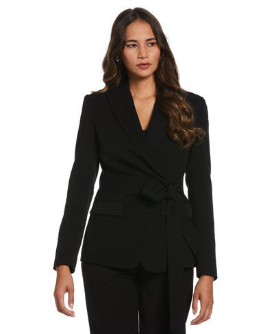 Front-Tie Wrap Blazer (Black) 