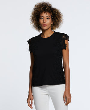 Knit Top with Lace Detail (Black) 