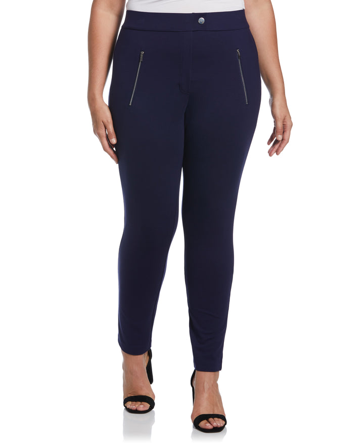 Classic Fit Pull-On Ankle Pant with Zipper Detail (Peacoat) 