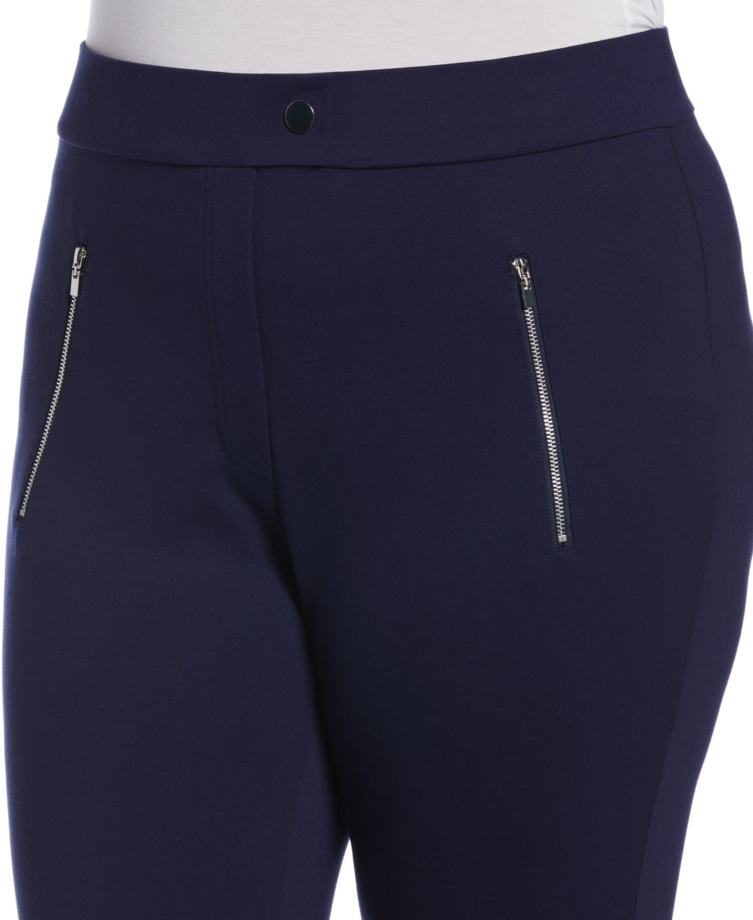 Classic Fit Pull-On Ankle Pant with Zipper Detail (Peacoat) 