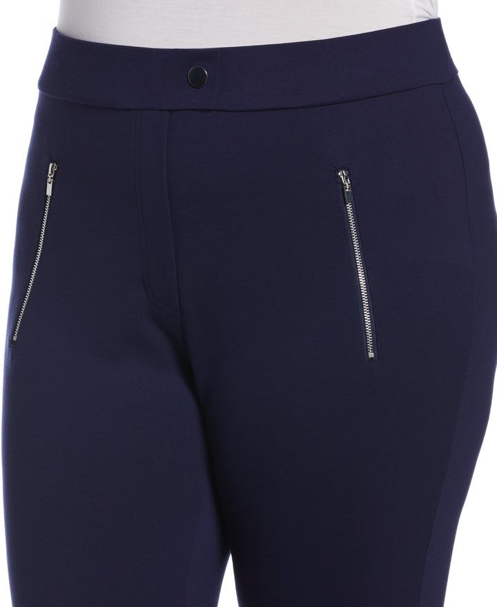 Classic Fit Pull-On Ankle Pant with Zipper Detail (Peacoat) 