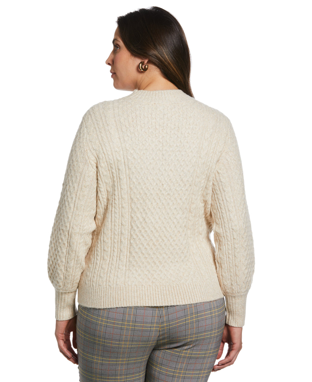 Cut-Out Cable Knit Sweater (Wheat Heather) 