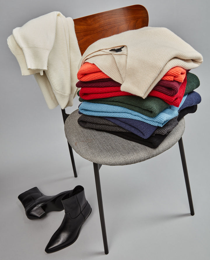 Essential Ribbed V-Neck Sweater (Ruby)