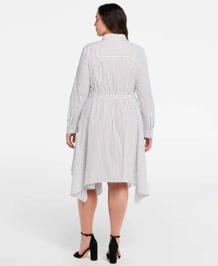 Plus Size Handkerchief Dress with Chain Belt (Black) 